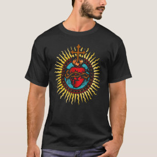 Heiligstes Herz Jesu Katholische Kunst Lateinische T-Shirt