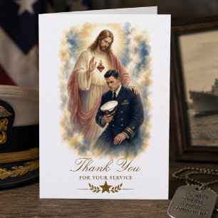 Heiligstes Herz Jesu katholische Navy-Würdigung  Karte