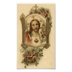 Heiligstes Herz Jesu mit Lamm Fotodruck