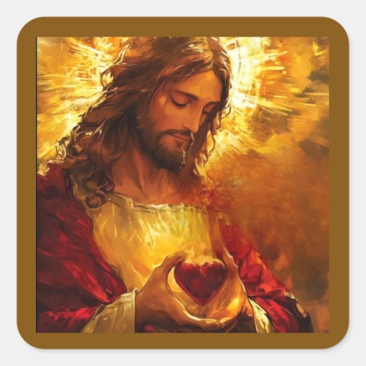 Heiligstes Herz Jesu Quadratischer Aufkleber (Vorderseite)