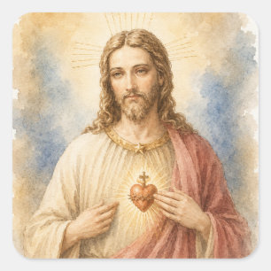 Heiligstes Herz Jesu Traditionell Katholisch  Quadratischer Aufkleber