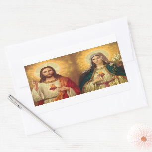 Heiligstes Herz Jesu und Mariä Rechteckiger Aufkleber