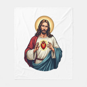 Heiligstes Herz Jesu Vintage-Engraving-T-Shirt 2 Fleecedecke
