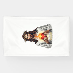 Heiligstes Herz Jesu Vintage Gravur Faith Shirt ( Banner