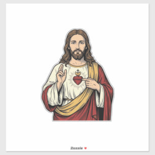 Heiligstes Herz Jesu Vintage-Stich Vektor Kunst_1 Aufkleber