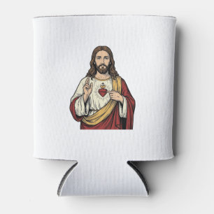Heiligstes Herz Jesu Vintage-Stich Vektor Kunst_1 Dosenkühler