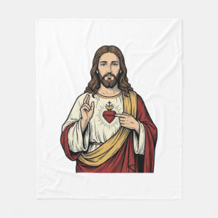Heiligstes Herz Jesu Vintage-Stich Vektor Kunst_1 Fleecedecke