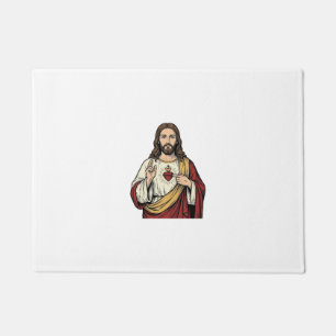 Heiligstes Herz Jesu Vintage-Stich Vektor Kunst_1 Fußmatte