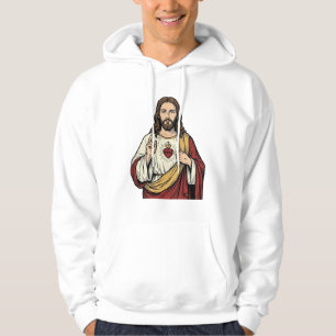 Heiligstes Herz Jesu Vintage-Stich Vektor Kunst_1 Hoodie