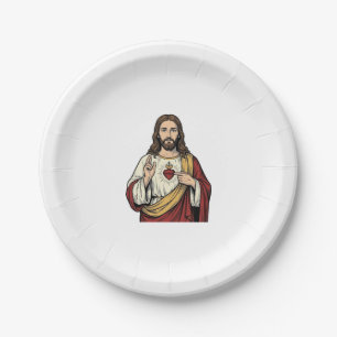 Heiligstes Herz Jesu Vintage-Stich Vektor Kunst_1 Pappteller