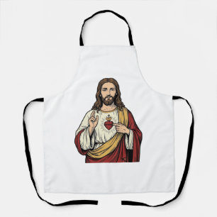 Heiligstes Herz Jesu Vintage-Stich Vektor Kunst_1 Schürze