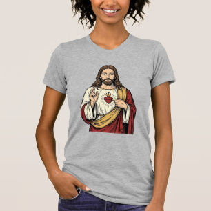 Heiligstes Herz Jesu Vintage-Stich Vektor Kunst_1 T-Shirt