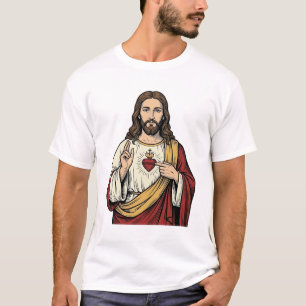 Heiligstes Herz Jesu Vintage-Stich Vektor Kunst_1 T-Shirt