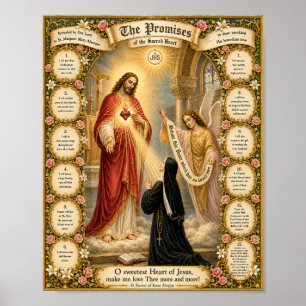 Heiligstes Herz Jesu Zwölf Versprechen Katholisch Poster