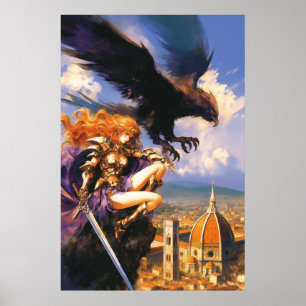 Heiligtum des Griffin Rider Fantasy Florence Poster