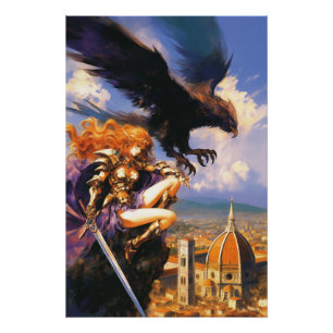 Heiligtum des Griffin Rider Fantasy Florence Poster