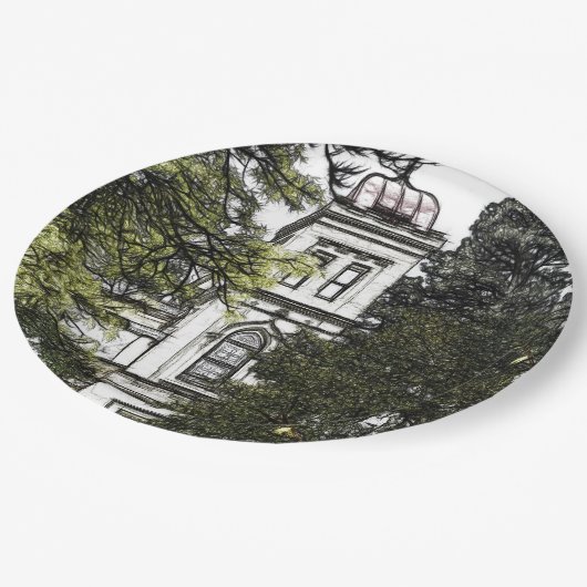 Heiligtum inmitten der Bäume Pappteller (Schrägansicht)