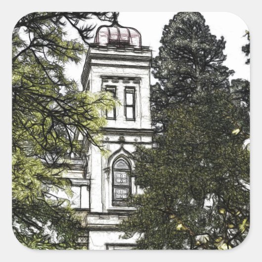 Heiligtum inmitten der Bäume Quadratischer Aufkleber (Vorderseite)