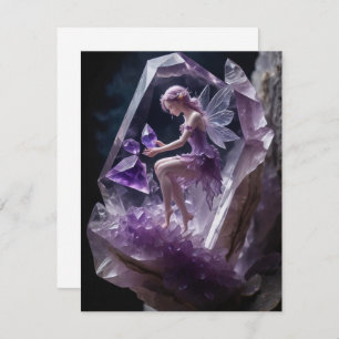 Heilkristalle Amethyst Fairy Birthday Card Dankeskarte