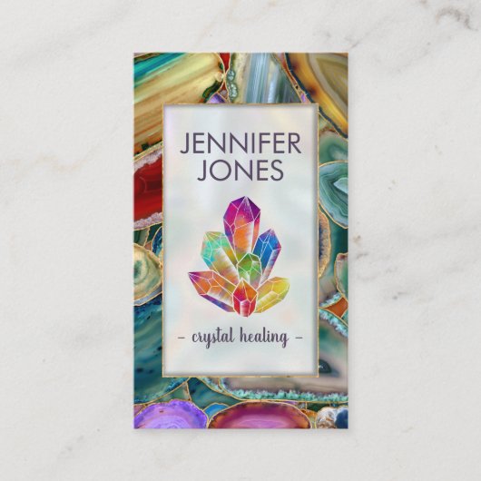 Heilkristalle-Cluster für farbenfrohe Geodes-Busin Visitenkarte (Vorderseite)