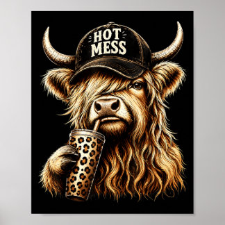 Heilloses Highland-Rind - Lustig - Süß - Kaffeelie Poster