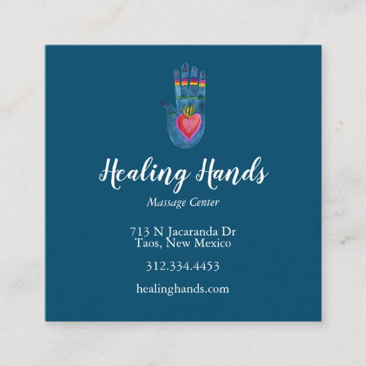 Heilphasen Muster blaue Visitenkarte Quadrat (Vorderseite)