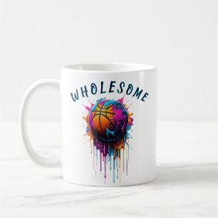 Heilsamer Basketball Regenbogen Farbtropfen Sport  Kaffeetasse