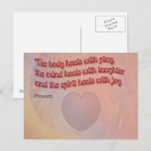 Heilsprichwort mit Herz Postkarte (Vorne/Hinten)