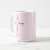 Heilt durch Jesus Bible Verse Christlicher Glaube Kaffeetasse (Vorderseite Links)