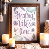 Heilung braucht Zeit Pastellblumen und Federn Kuns Poster