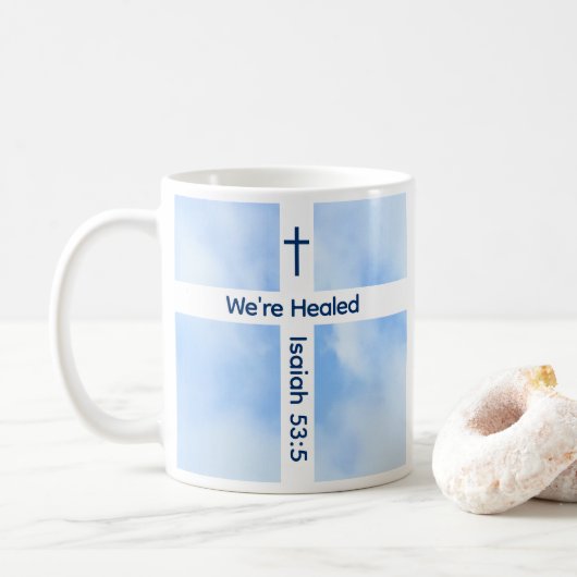 Heilung der Christlichen Kreuz-Verse Kaffeetasse (Mit Donut)