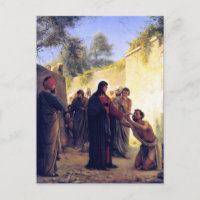 Heilung des Blinden Mannes durch Carl Bloch Postka