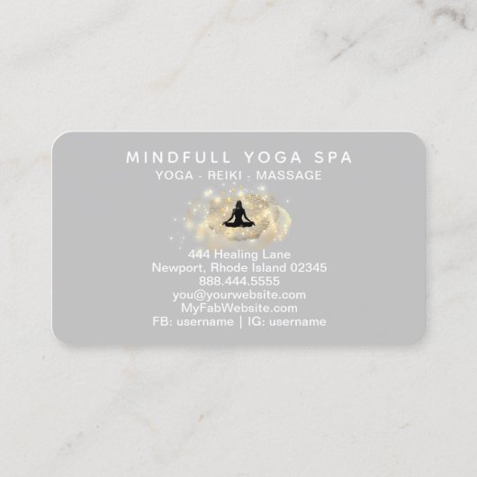 *~* Heilung Energie Gold Frau Yoga Lotus Busines Visitenkarte (Rückseite)