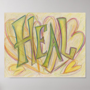 Heilung Herz Word Art Inspiration Poster Print