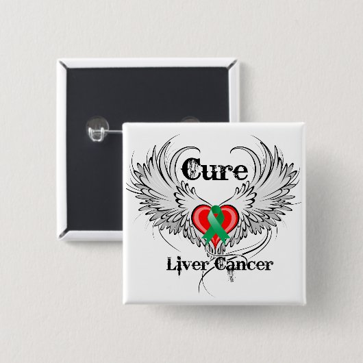 Heilung Leberkrebs Herz Tattoo Wings Button (Vorne & Hinten)