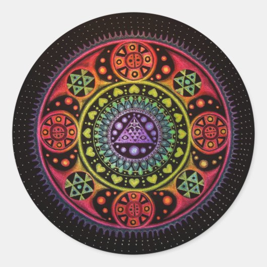 Heilung Mandala Runder Aufkleber (Vorderseite)