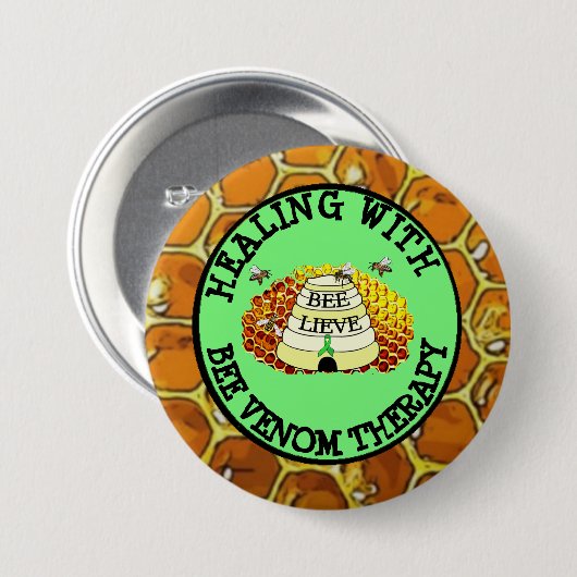 Heilung mit Bienenvenom-Therapie Lyme Ribbon-Taste Button (Vorne & Hinten)