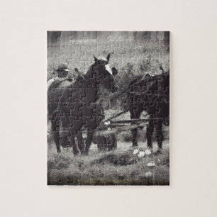Heilung mit Pferden in Schwarz und Weiß Puzzle