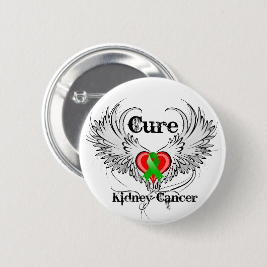 Heilung Nierenkrebs Herz Tattoo Wings Button (Vorne & Hinten)