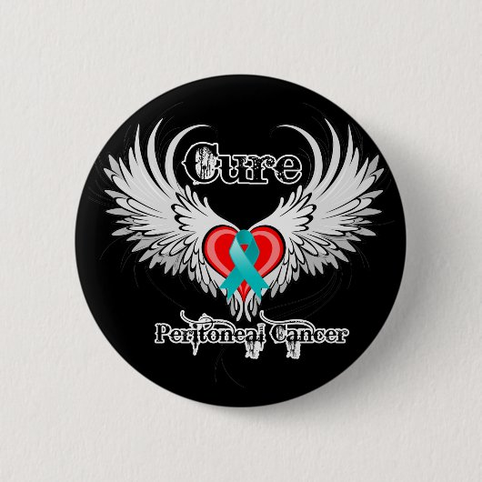 Heilung peritonealer Krebs Herz Tattoo Wings Button (Vorderseite)