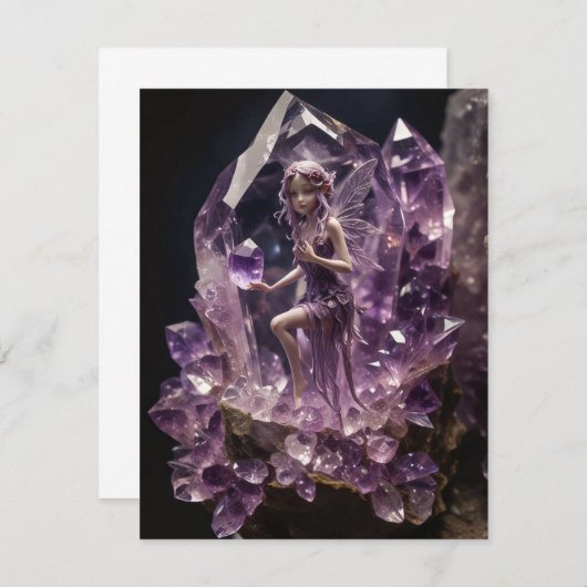 Heilung von Kristallen Amethyst Fairy Birthday Dankeskarte (Vorne/Hinten)