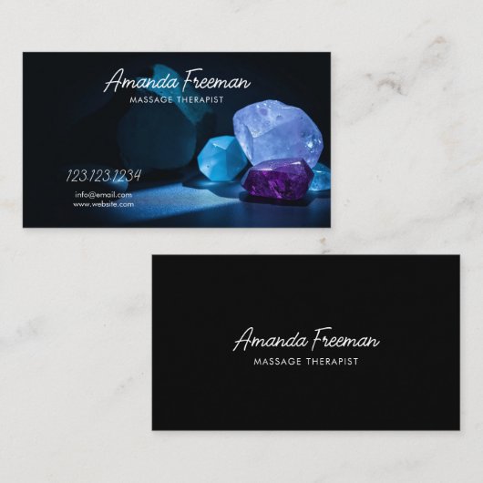 Heilung von Kristallen in der blauen Lichtmassage Visitenkarte (Vorne/Hinten)