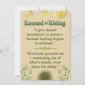 Heilverhalten | Pause und Danksagung Mitteilungskarte (Vorderseite)