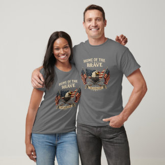 Heim der tapferen patriotischen T-Shirts USA-Flagg