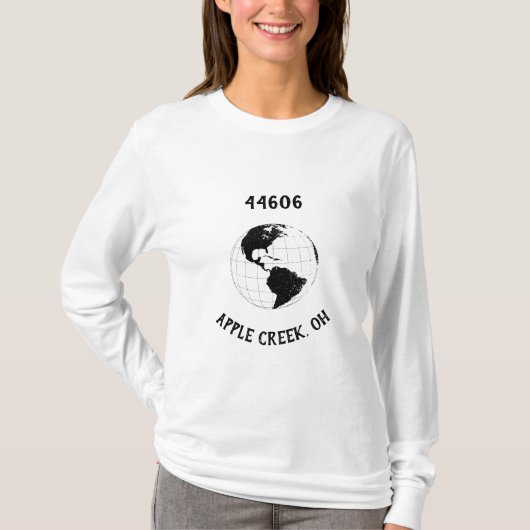 Heimat City Staat Zip Code Globe Weltkarte T-Shirt (Vorderseite)