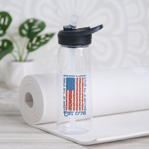 Heimat der Freien wegen der Tapferen USA Mohnblume Trinkflasche
