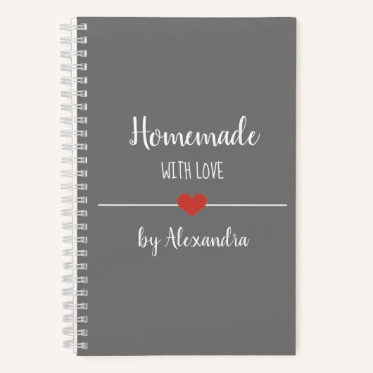 Heimat mit Liebe-Grau-Rezept-Notebook Notizblock (Vorderseite)