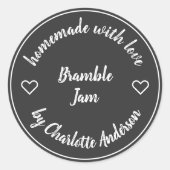 Heimat mit Liebe | Heart Jam Chalk Black Modern Runder Aufkleber (Vorderseite)