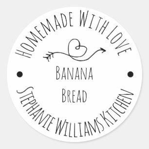 Heimat mit Liebe Herz und Pfeil   Backwaren Runder Aufkleber