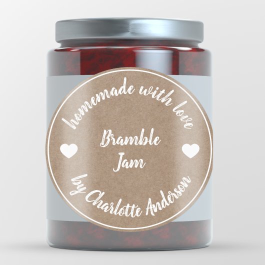 Heimat mit Liebe | Jam Canning Kraft Paper Heart Runder Aufkleber